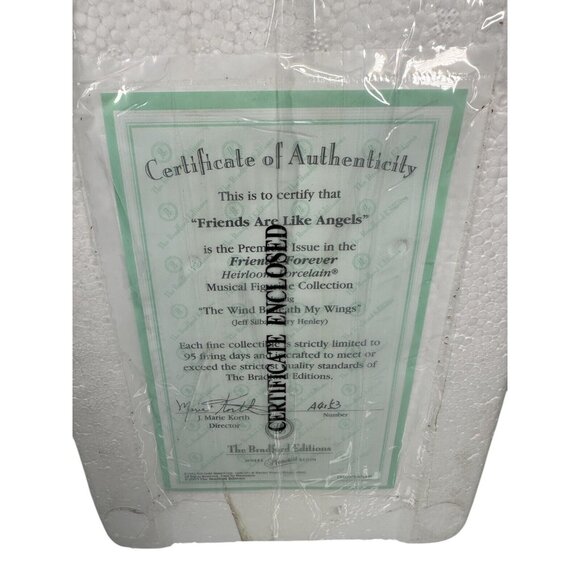 2005 THE BRADFORD EDITIONS Friends Are Like Angels 8" MUSICAL FIGURINE & Cert - Picture 3 of 9